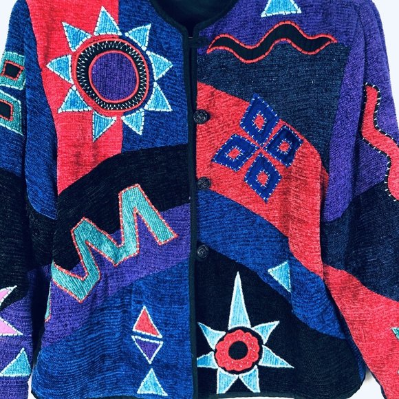 Alex Kim Embroidered Jacket Shirt Button Down Sz M - Picture 2 of 8